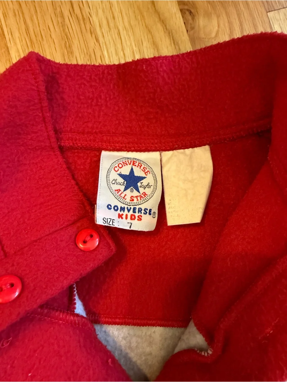 Vintage Converse Kids Red, Gray, and Black Colorblock Fleece Pullover